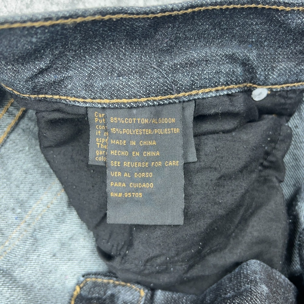 VTG Plugg Jeans Mens 32x30 Black Straight Leg Flap Pockets‎ Stretch Denim Y2K - Picture 12 of 14